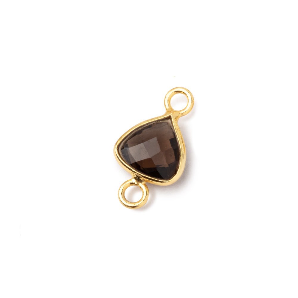 9mm Vermeil Bezel Smoky Quartz Faceted Trillion Connector 1 piece - Beadsofcambay.com