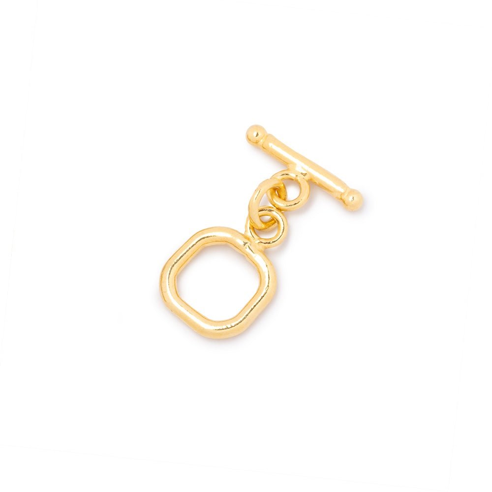 9mm Vermeil Toggle Rounded Square Design 1 piece - Beadsofcambay.com