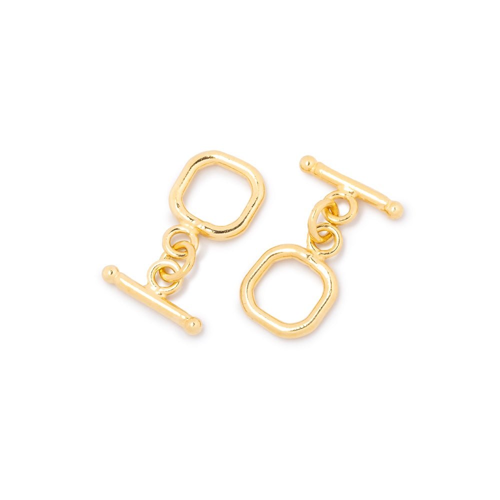 9mm Vermeil Toggle Rounded Square Design 1 piece - Beadsofcambay.com