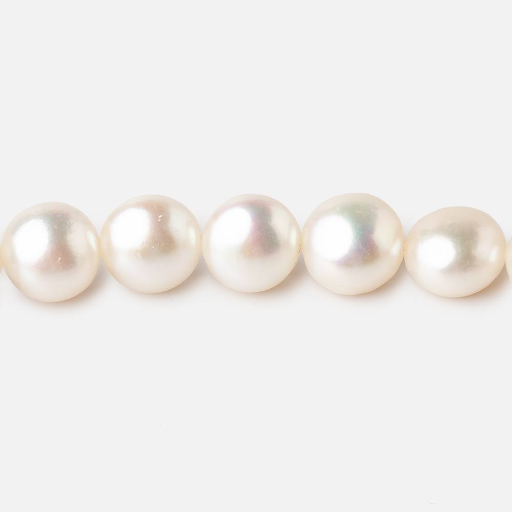 9mm White Button Freshwater Pearl Beads 15 inch 44 pieces - Beadsofcambay.com