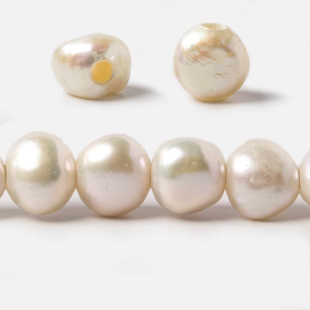 9x10-10x11mm Off White Baroque Large Hole Pearls 15 inch 40 pcs - Beadsofcambay.com