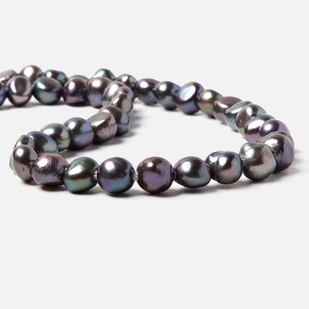 9x10-10x11mm Pistachio Peacock Baroque 2.5mm large hole Pearl 15 in. 42 pcs - Beadsofcambay.com