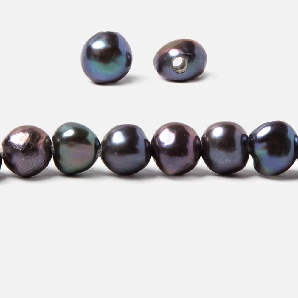 9x10-10x11mm Pistachio Peacock Baroque 2.5mm large hole Pearl 15 in. 42 pcs - Beadsofcambay.com