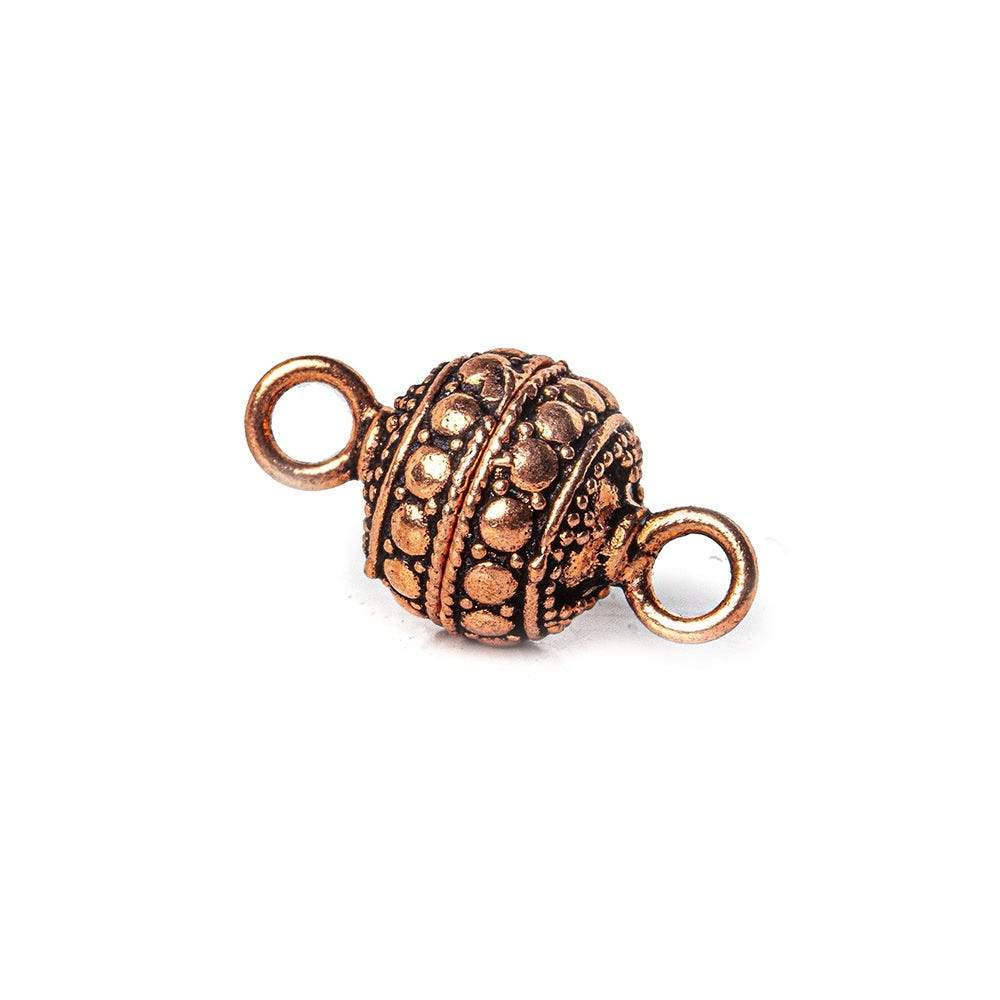 9x10mm Copper Magnetic Clasp - Round with Dot Bali Design Set of 2 - Beadsofcambay.com