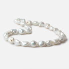 9x11-11x16mm White Keshi straight drilled Freshwater Pearls 16 inch 24 pieces A - Beadsofcambay.com