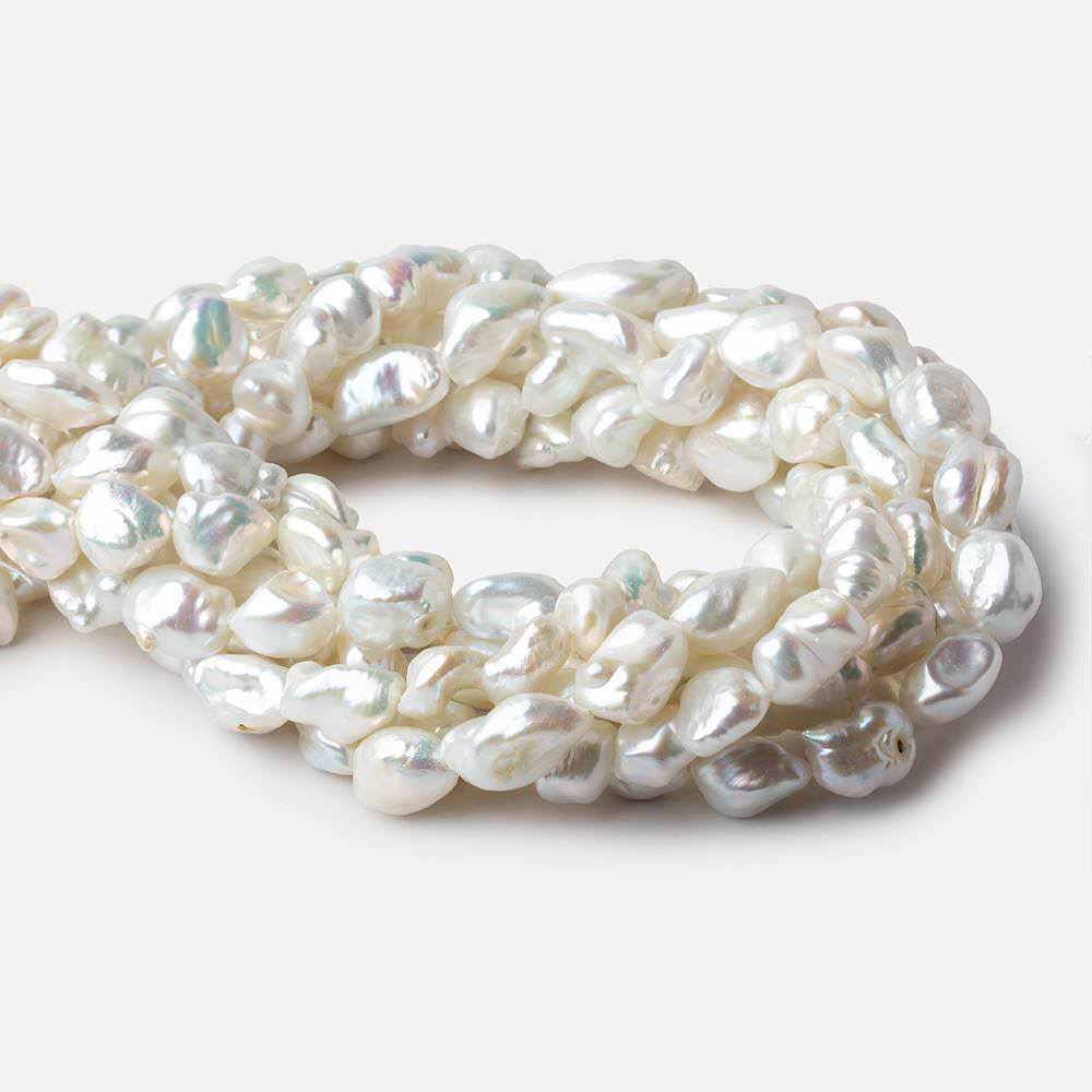 9x11-11x16mm White Keshi straight drilled Freshwater Pearls 16 inch 24 pieces A - Beadsofcambay.com