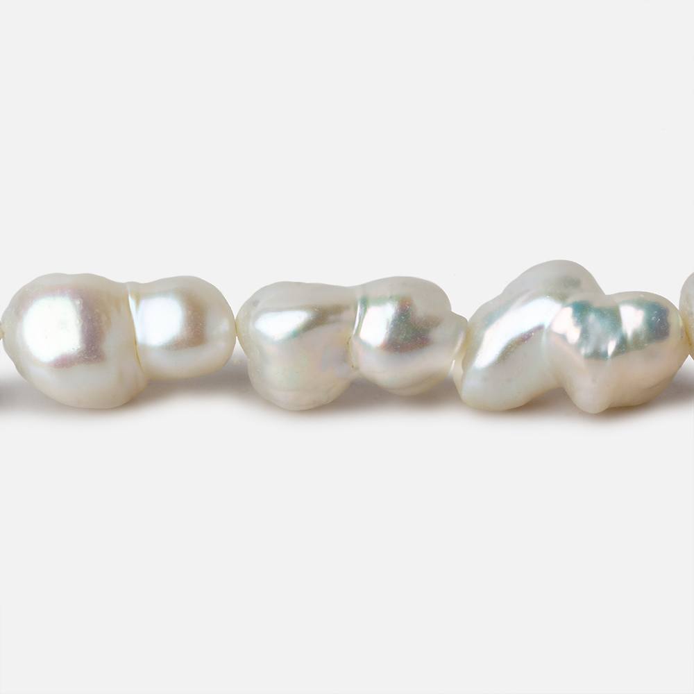 9x11-11x16mm White Keshi straight drilled Freshwater Pearls 16 inch 24 pieces A - Beadsofcambay.com