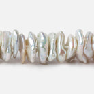 9x11-12x16mm Silvery White Center Drilled Keshi Freshwater Pearls 16 inch 84 pieces AAA - Beadsofcambay.com