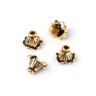 9x11mm Antiqued 22kt Plated Copper Fluted Leaf Cone Set of 4 Beads - Beadsofcambay.com