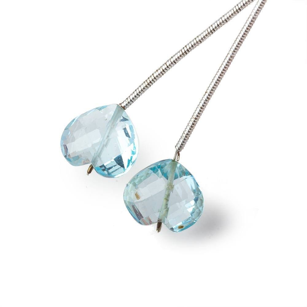 9x12mm Blue Topaz Straight Drill Cleft Heart Focal Beads Set of 2 AA - Beadsofcambay.com