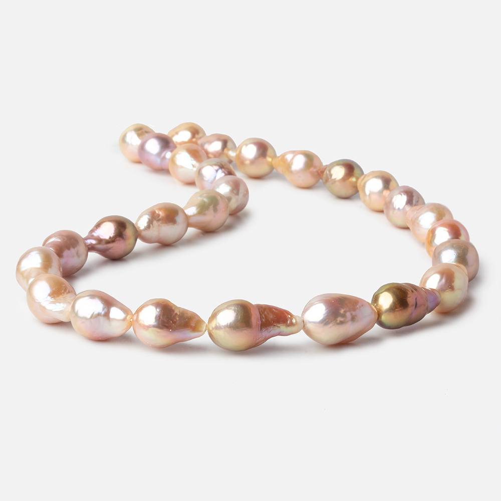 9x13-11x17mm Tri Color Baroque Freshwater Pearls 16 inch 27 pieces AA grade - Beadsofcambay.com