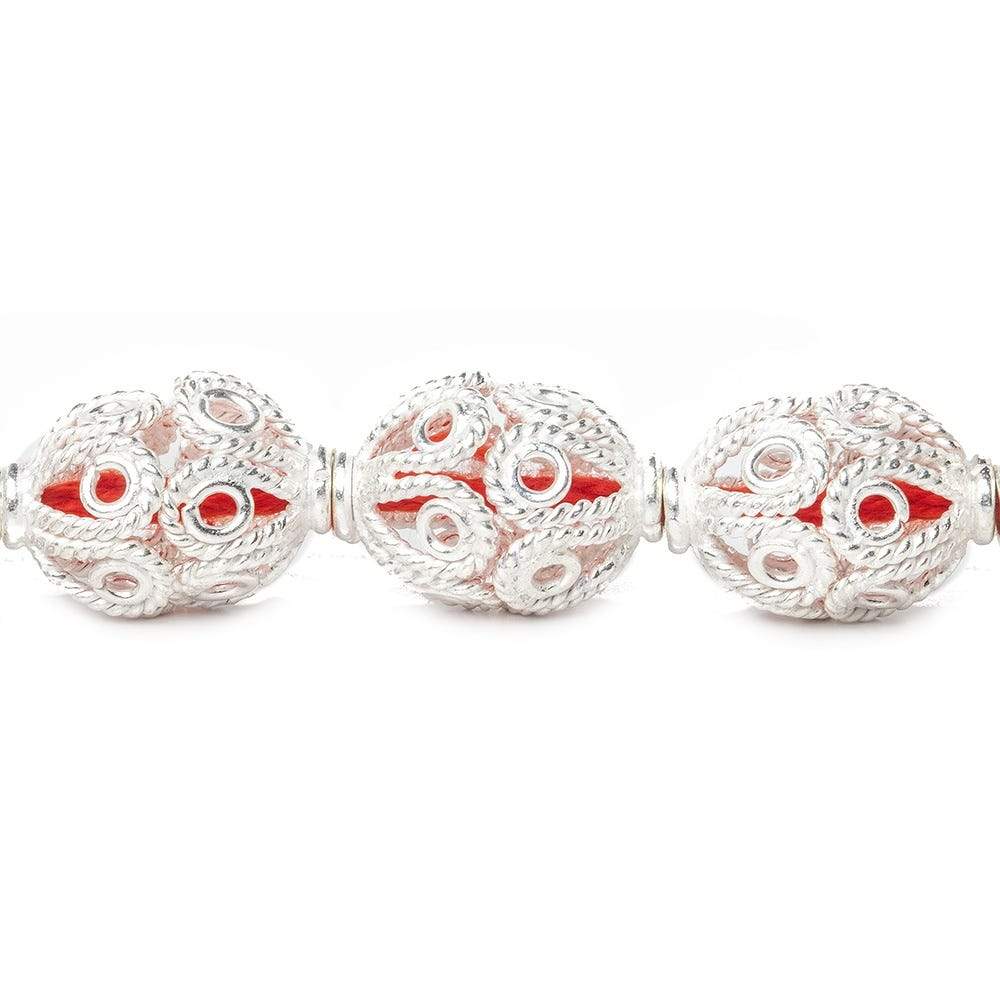 9x13mm Sterling Silver Plated Copper Bead Cap Filigree Design 8 inch 24 pcs - Beadsofcambay.com