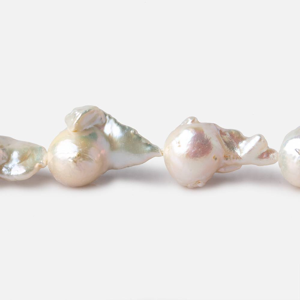 9x14-11x16mm Off White Flame Ball Ultra Baroque Freshwater Pearls 16 inch 18 pieces A grade - Beadsofcambay.com