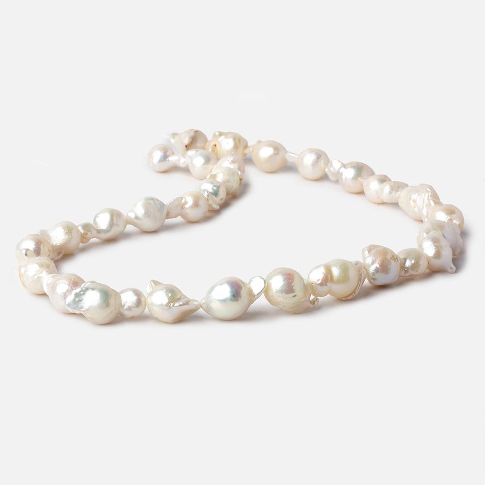 9x14-11x16mm Off White Flame Ball Ultra Baroque Freshwater Pearls 16 inch 18 pieces A grade - Beadsofcambay.com