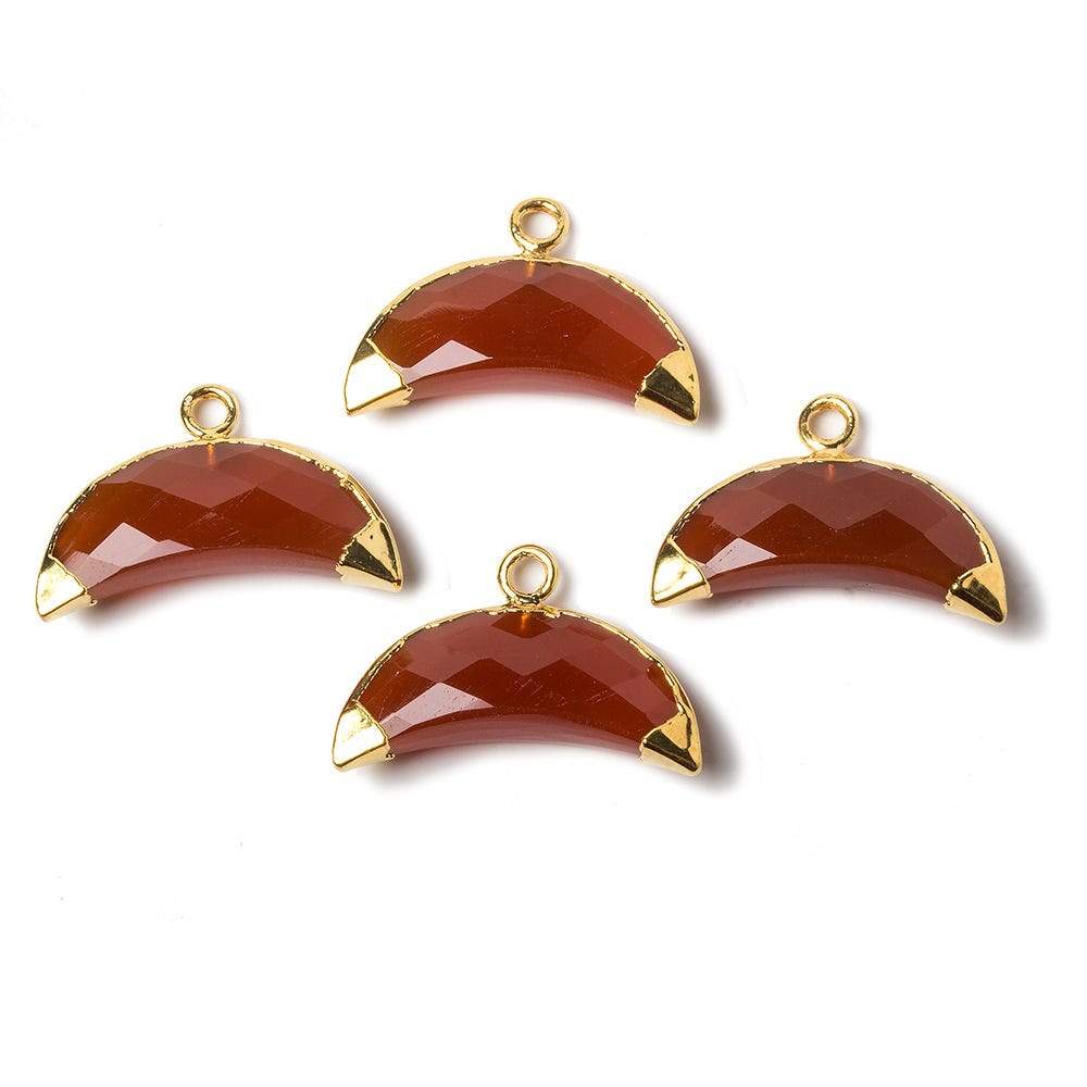 9x20mm Gold Leafed Carnelian Cresent Moon Pendant 1 focal bead - Beadsofcambay.com