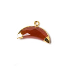 9x20mm Gold Leafed Carnelian Cresent Moon Pendant 1 focal bead - Beadsofcambay.com