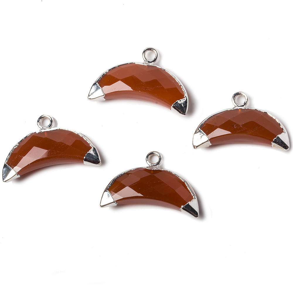 9x20mm Silver Leafed Carnelian Cresent Moon Pendant 1 focal bead - Beadsofcambay.com