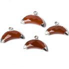 9x20mm Silver Leafed Carnelian Cresent Moon Pendant 1 focal bead - Beadsofcambay.com
