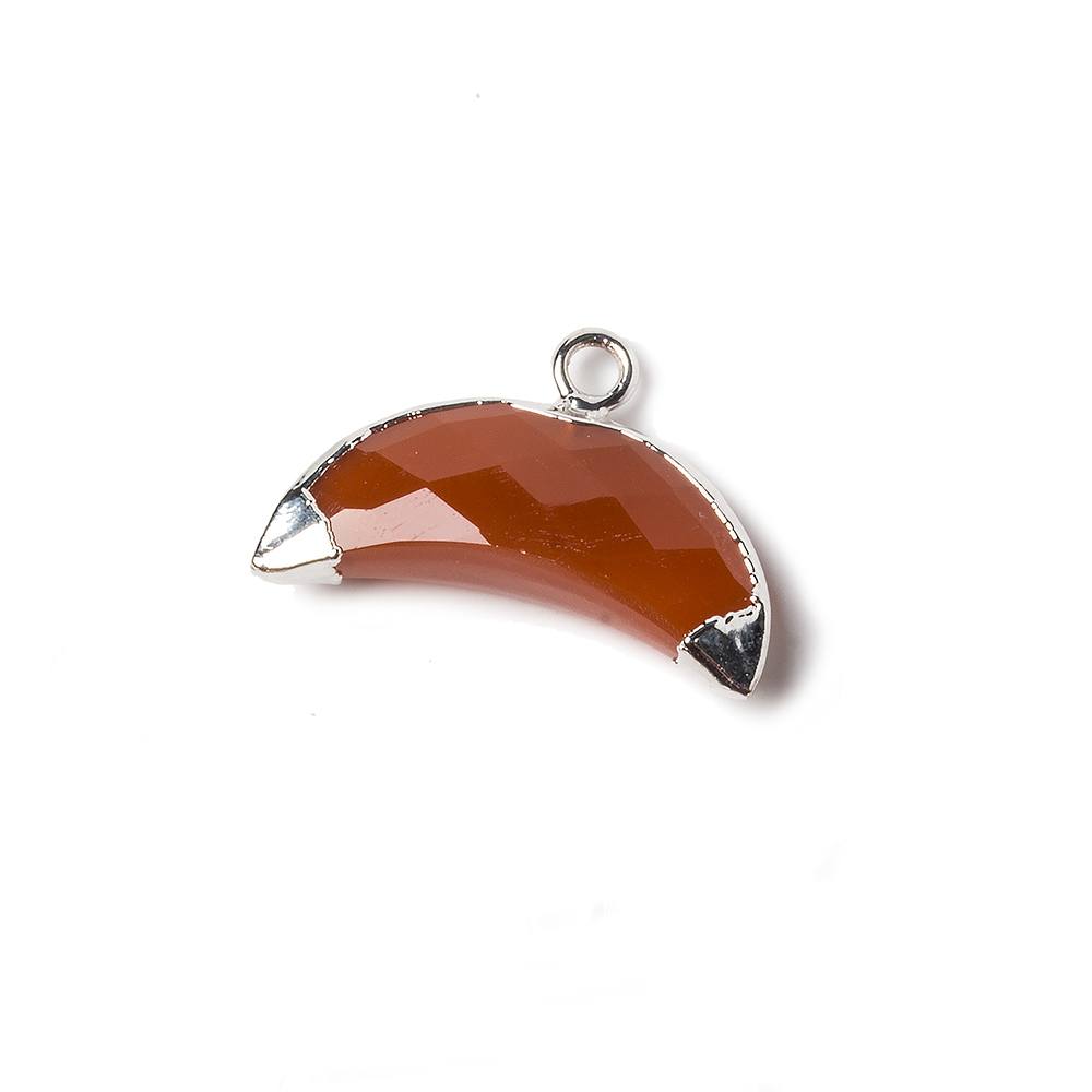 9x20mm Silver Leafed Carnelian Cresent Moon Pendant 1 focal bead - Beadsofcambay.com