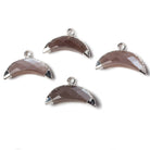 9x20mm Silver Leafed Chocolate Moonstone Cresent Moon Pendant 1 focal bead - Beadsofcambay.com