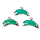 9x20mm Silver Leafed Mint Green Onyx Cresent Moon Pendant 1 focal bead - Beadsofcambay.com