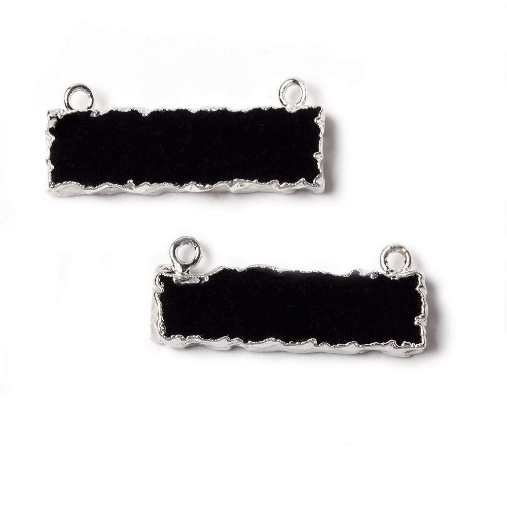 9x29mm Silver Leafed Black Chalcedony Plain Bar Connector 1 piece - Beadsofcambay.com