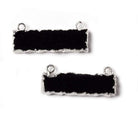 9x29mm Silver Leafed Black Chalcedony Plain Bar Connector 1 piece - Beadsofcambay.com