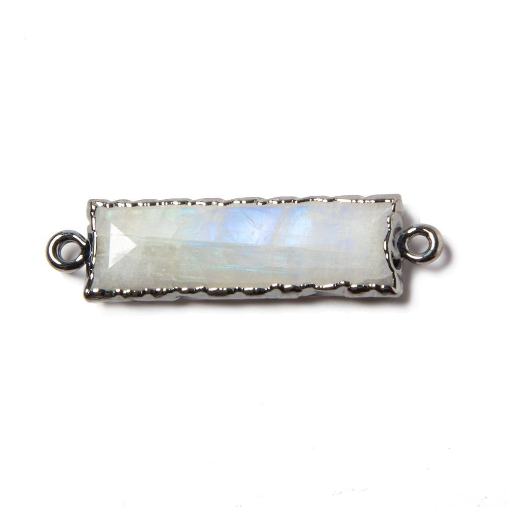 9x36mm Black Gold Leafed Rainbow Moonstone Faceted Bar Connector 1 piece - Beadsofcambay.com