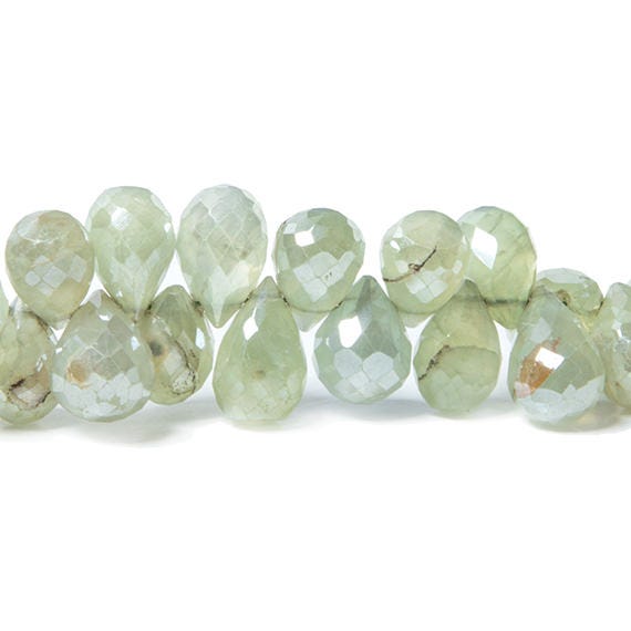 9x5-11x6mm Mystic Prehnite tear drop briolette beads 7.5 inch 67 pieces - Beadsofcambay.com