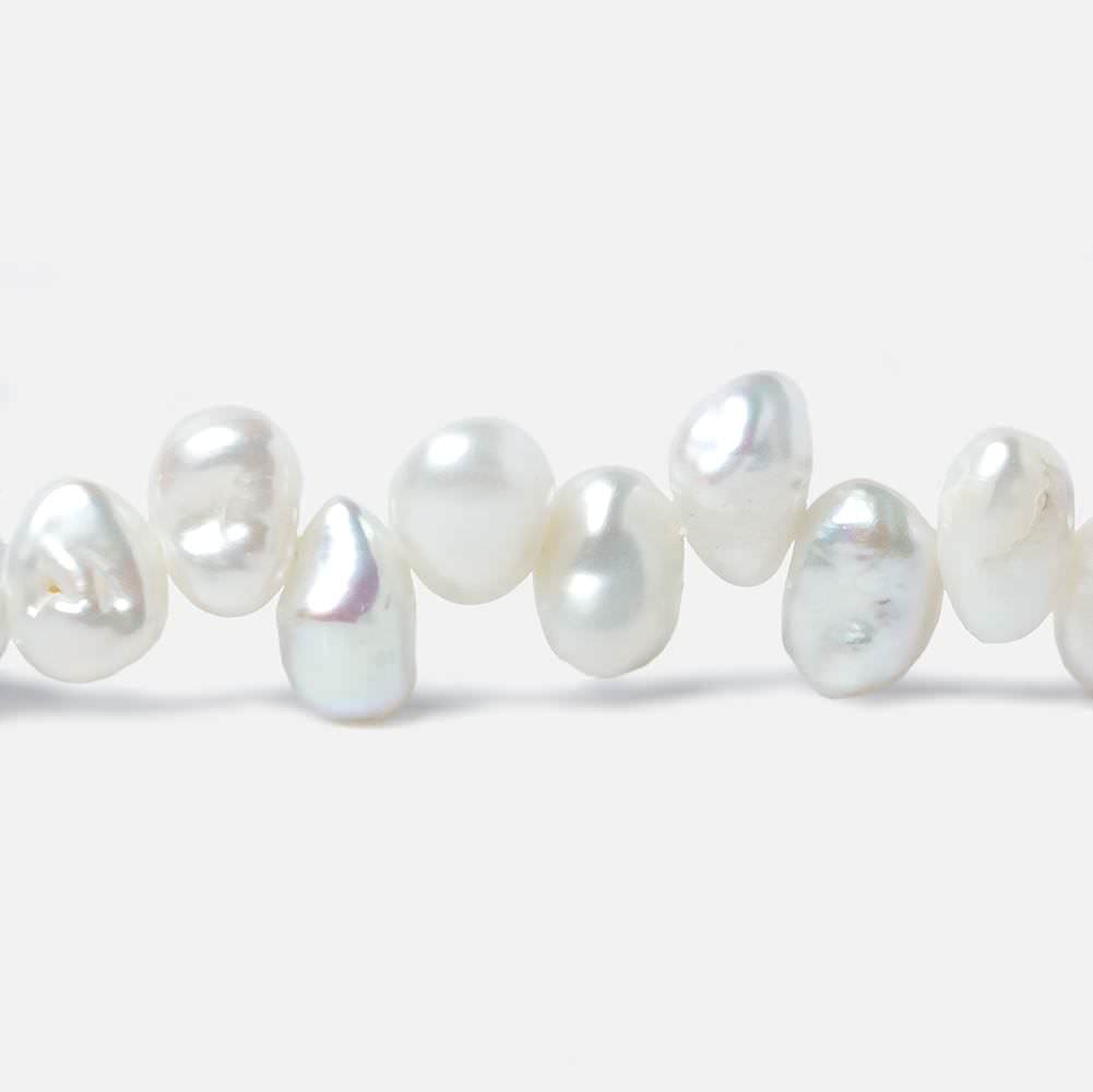 9x5-11x6mm White Top Drill Keshi Freshwater Pearl Beads 15 inch 74 pieces - Beadsofcambay.com