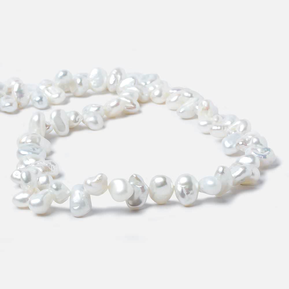 9x5-11x6mm White Top Drill Keshi Freshwater Pearl Beads 15 inch 74 pieces - Beadsofcambay.com