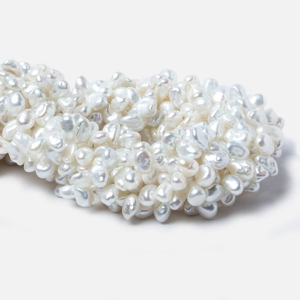 9x5-11x6mm White Top Drill Keshi Freshwater Pearl Beads 15 inch 74 pieces - Beadsofcambay.com