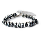 9x5-11x7mm Sage Metallic Black Spinel Tear Drops 8 inch 30 beads - Beadsofcambay.com