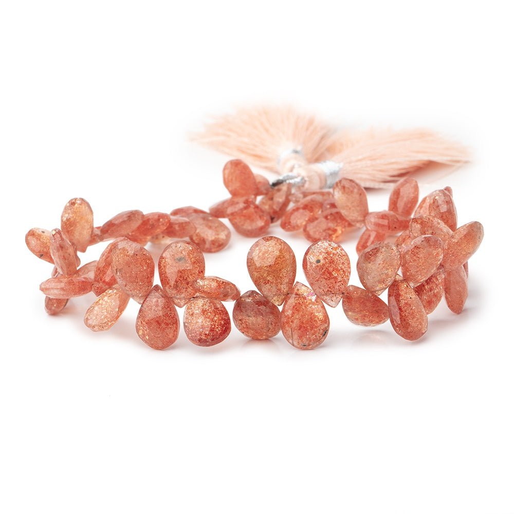 9x5-13x9mm Sunstone faceted pear beads 8 inches 55 pieces AAA - Beadsofcambay.com