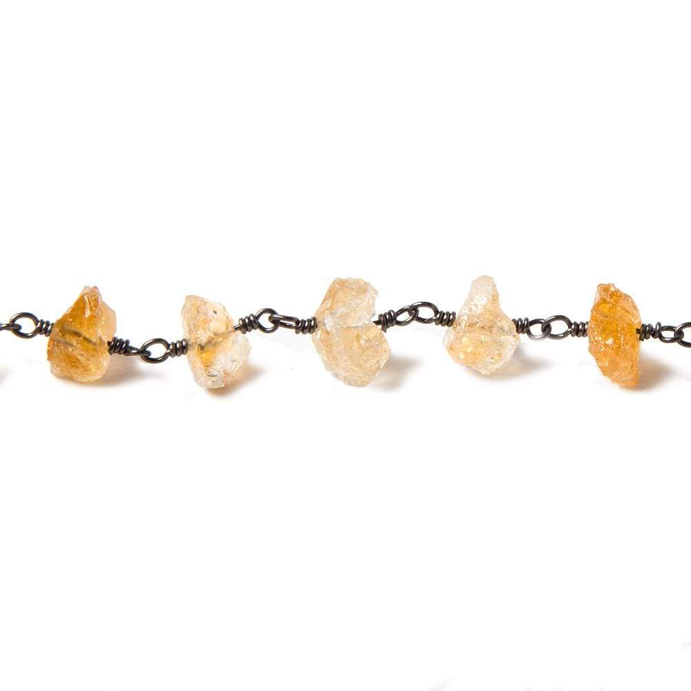 9x5mm Citrine hammer faceted disc Black Gold plated Chain by the foot 28 pcs - Beadsofcambay.com