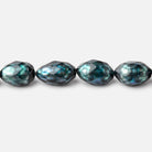 9x6-10x6.5mm Teal Blue Faceted Oval Freshwater Pearls 16 inch 44 pieces - Beadsofcambay.com