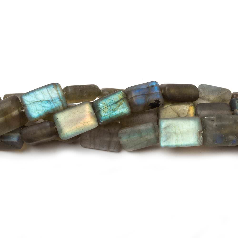 9x6-10x6mm Matte Labradorite plain rectangle beads 7.5 inch 20 pieces - Beadsofcambay.com