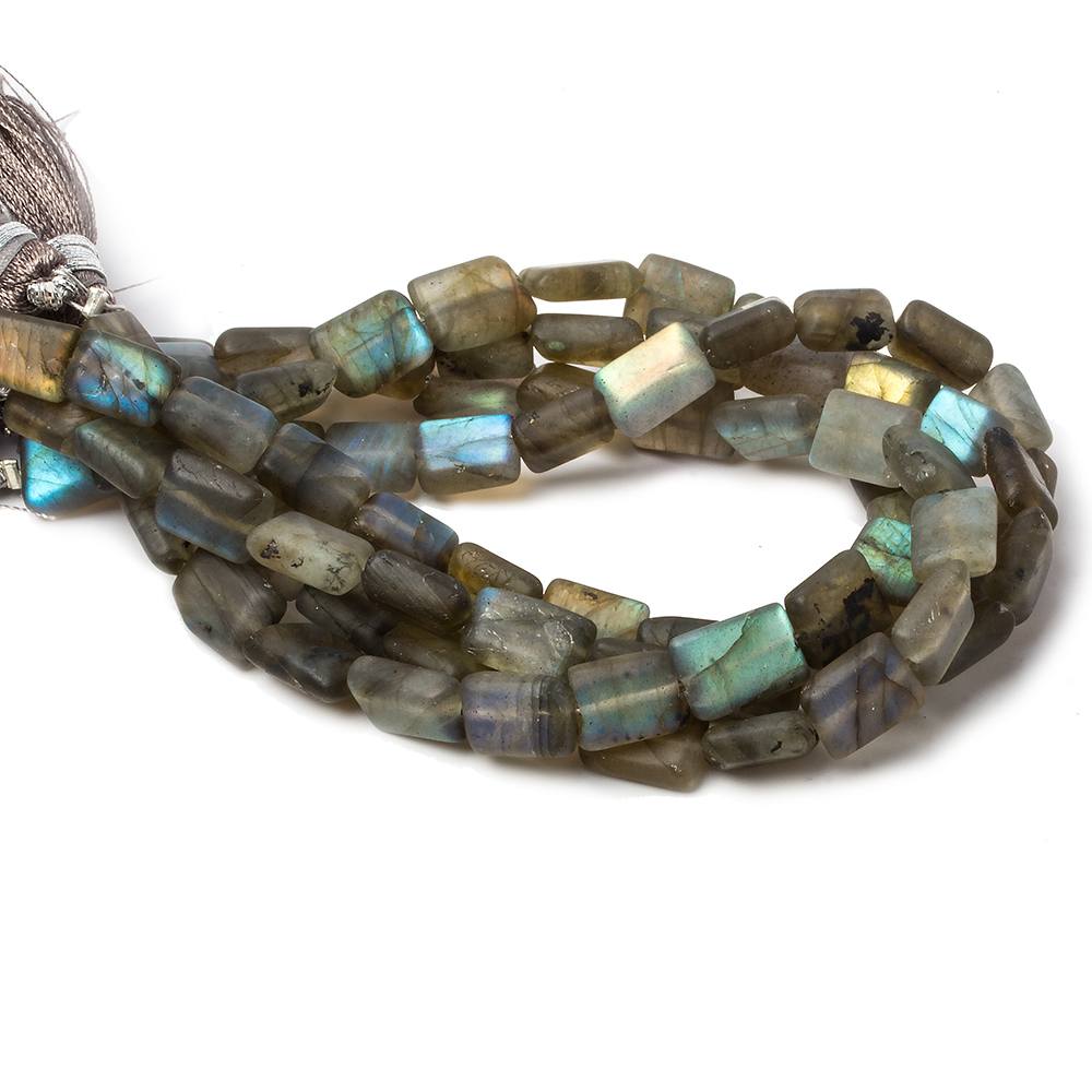 9x6-10x6mm Matte Labradorite plain rectangle beads 7.5 inch 20 pieces - Beadsofcambay.com