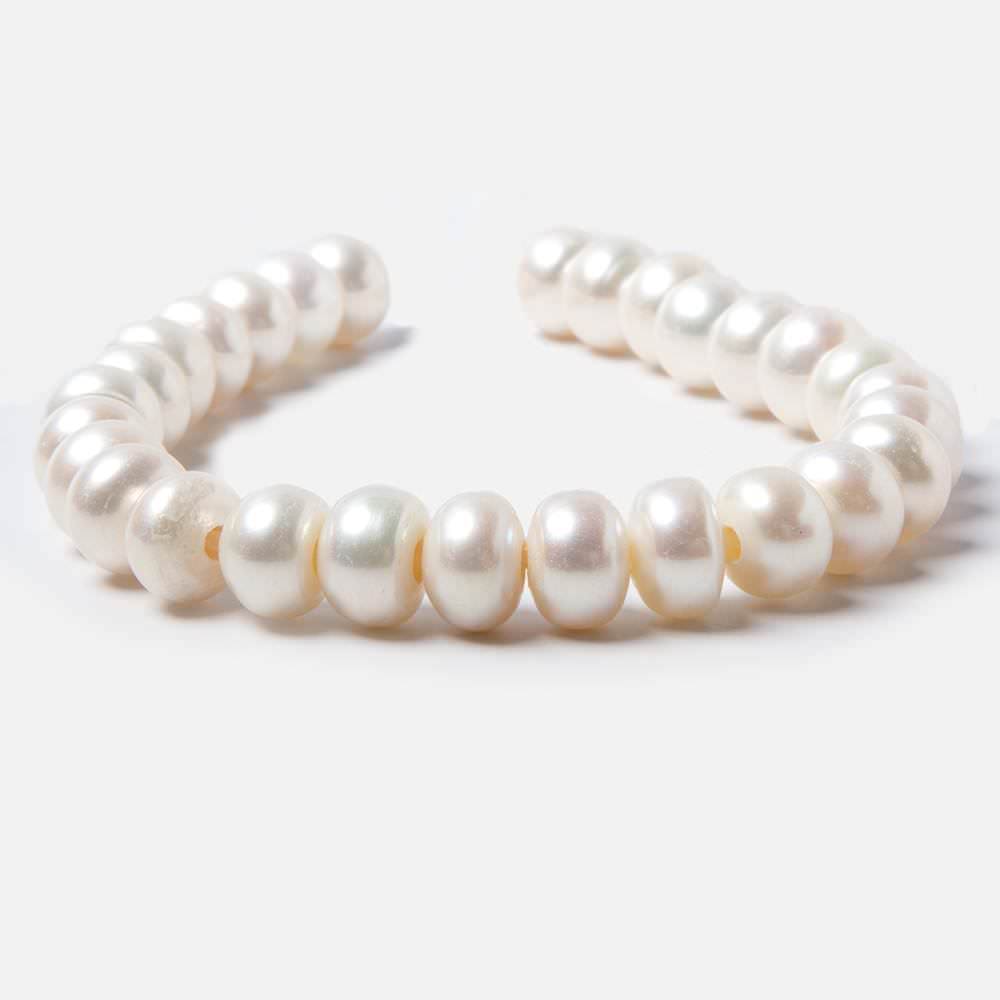 9x6-10x6mm Off White Button 2.5mm Drill Hole Freshwater Pearls 28 pcs - Beadsofcambay.com