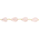 9x6-10x7mm Rose Quartz faceted tear drop Gold plated Chain by the foot 20pcs - Beadsofcambay.com