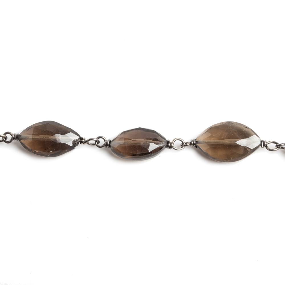 9x6-10x7mm Smoky Quartz facet oval Black Gold .925 Chain by the foot 20 beads - Beadsofcambay.com