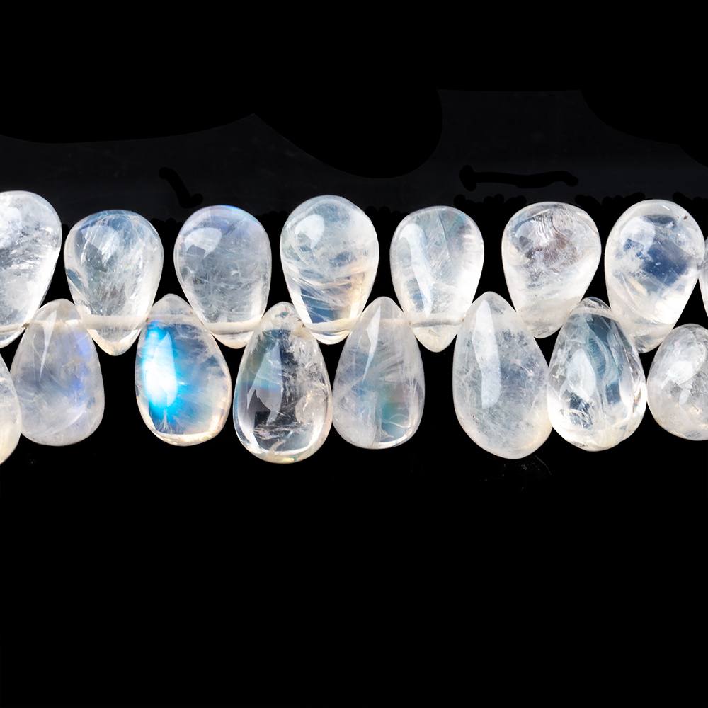 9x6-11x6mm Rainbow Moonstone Plain Tear Drop Beads 9 inch 62 pieces - Beadsofcambay.com