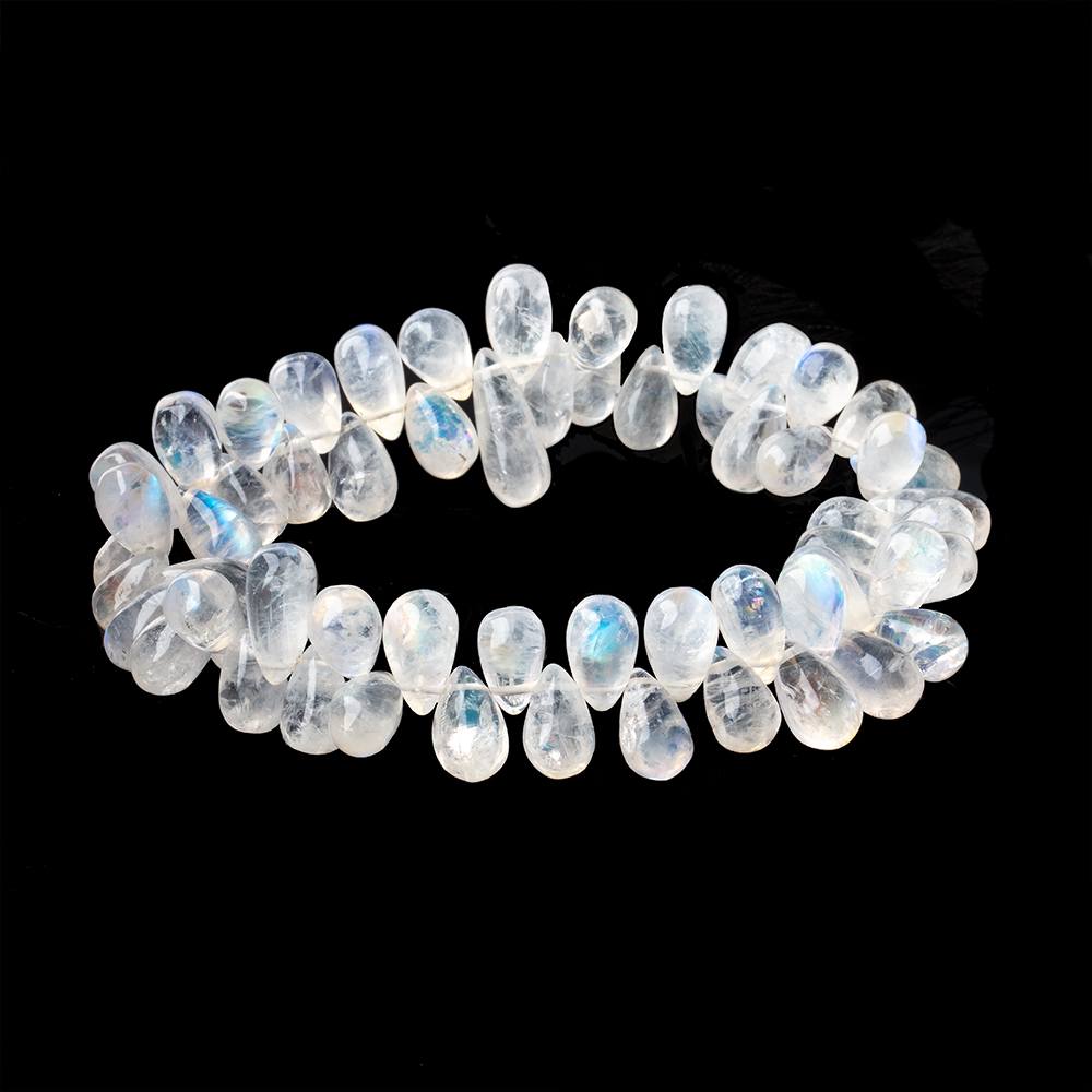 9x6-11x6mm Rainbow Moonstone Plain Tear Drop Beads 9 inch 62 pieces - Beadsofcambay.com