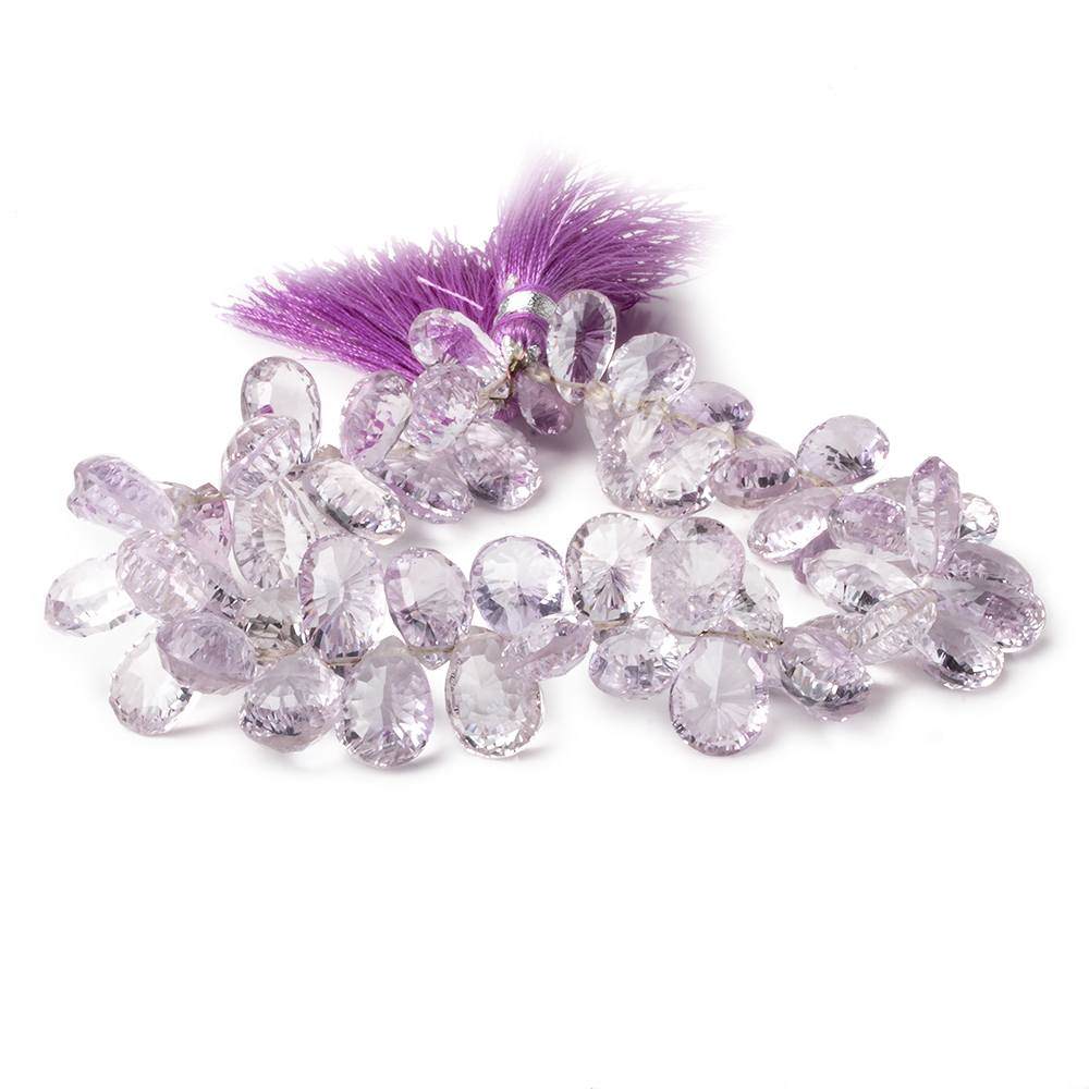 9x6-11x8mm Pink Amethyst Pear Concave Faceted Briolette 8.5 inch 57 Beads AAA - Beadsofcambay.com