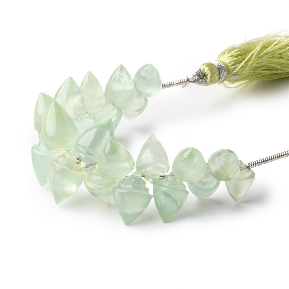 9x6-11x8mm Prehnite Carved Shell Beads 3 inch 22 pieces - Beadsofcambay.com