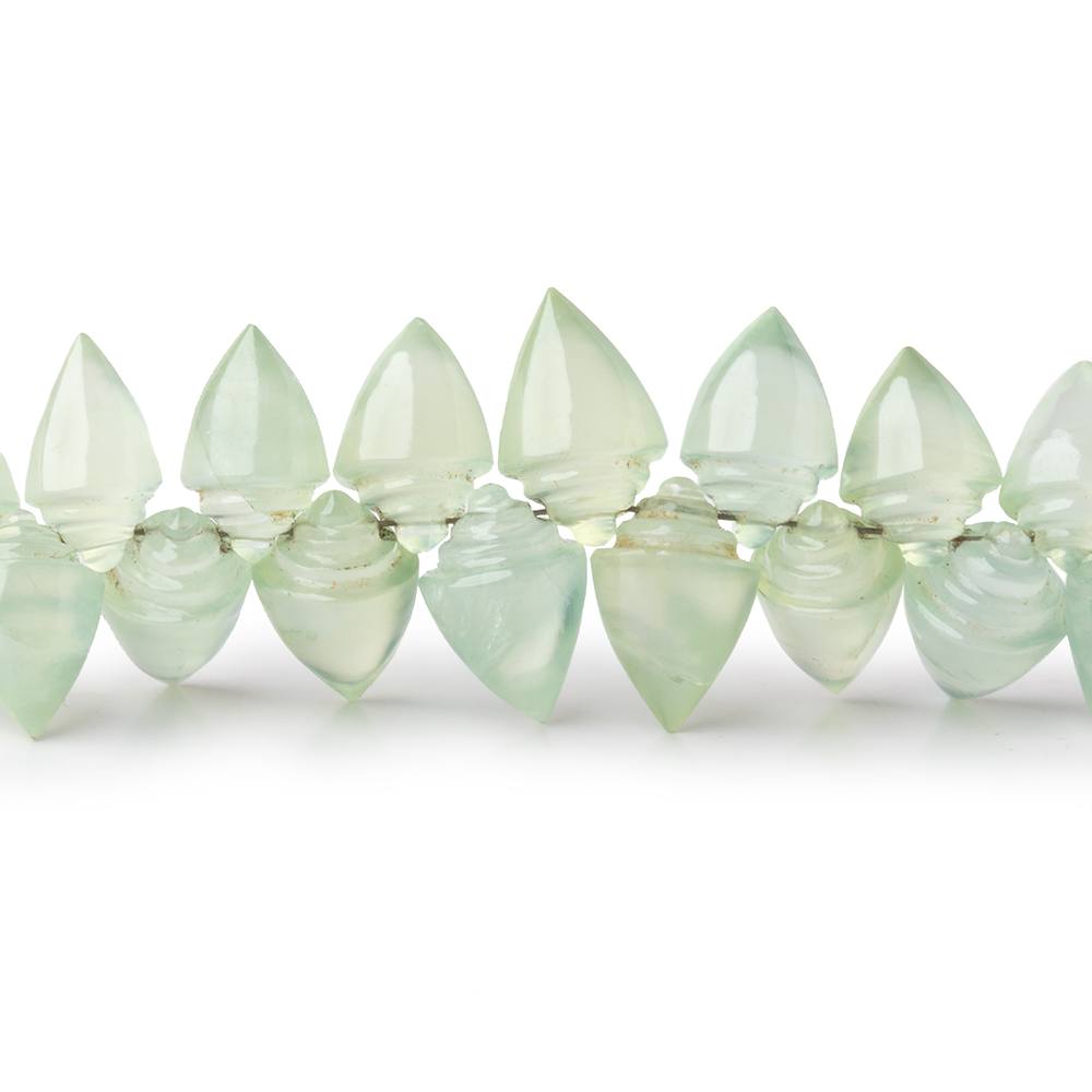 9x6-11x8mm Prehnite Carved Shell Beads 3 inch 22 pieces - Beadsofcambay.com