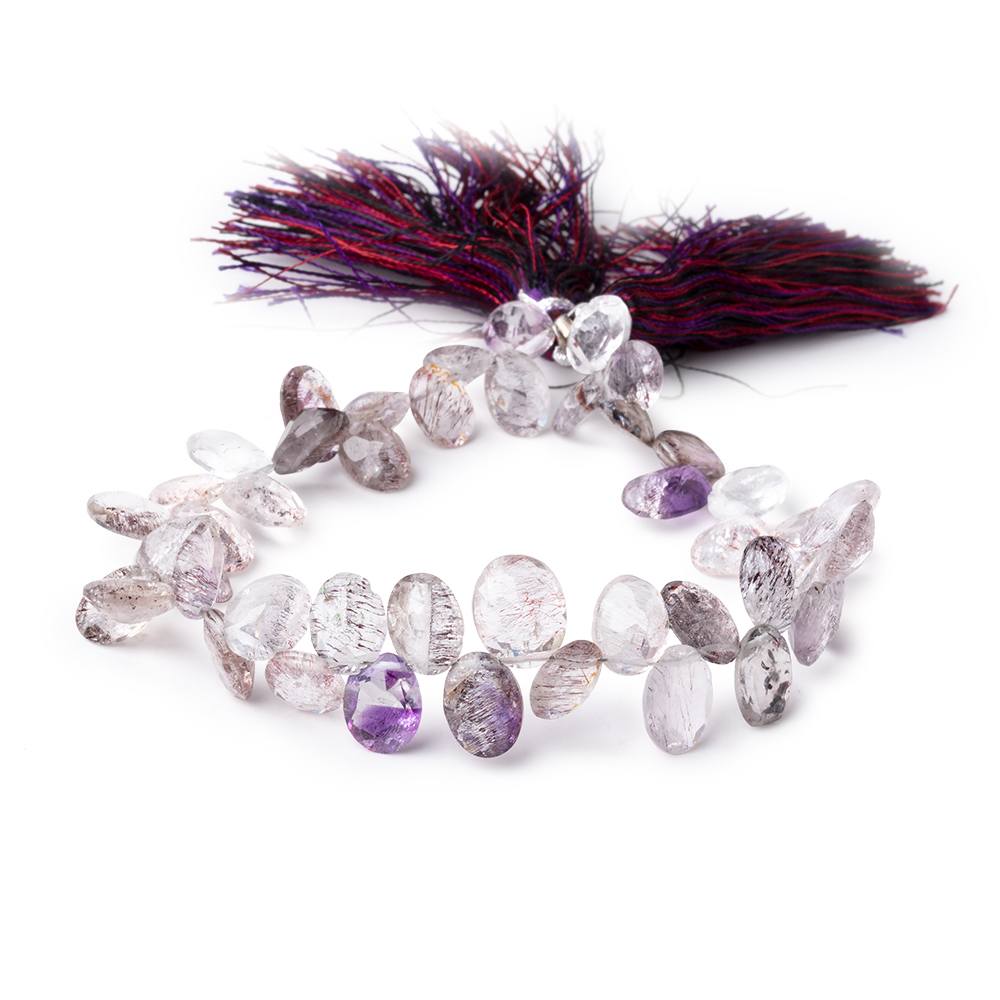 9x6-11x9mm Moss Amethyst Top Drilled Pavilion Faceted Ovals 8 inch 42 beads - Beadsofcambay.com