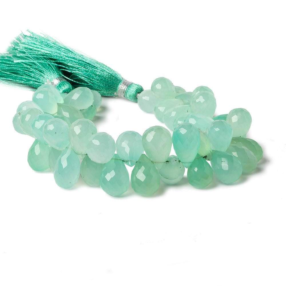 9x6-12x7mm Mint Green Chalcedony faceted tear drop beads 6.5 inch 51 pieces - Beadsofcambay.com