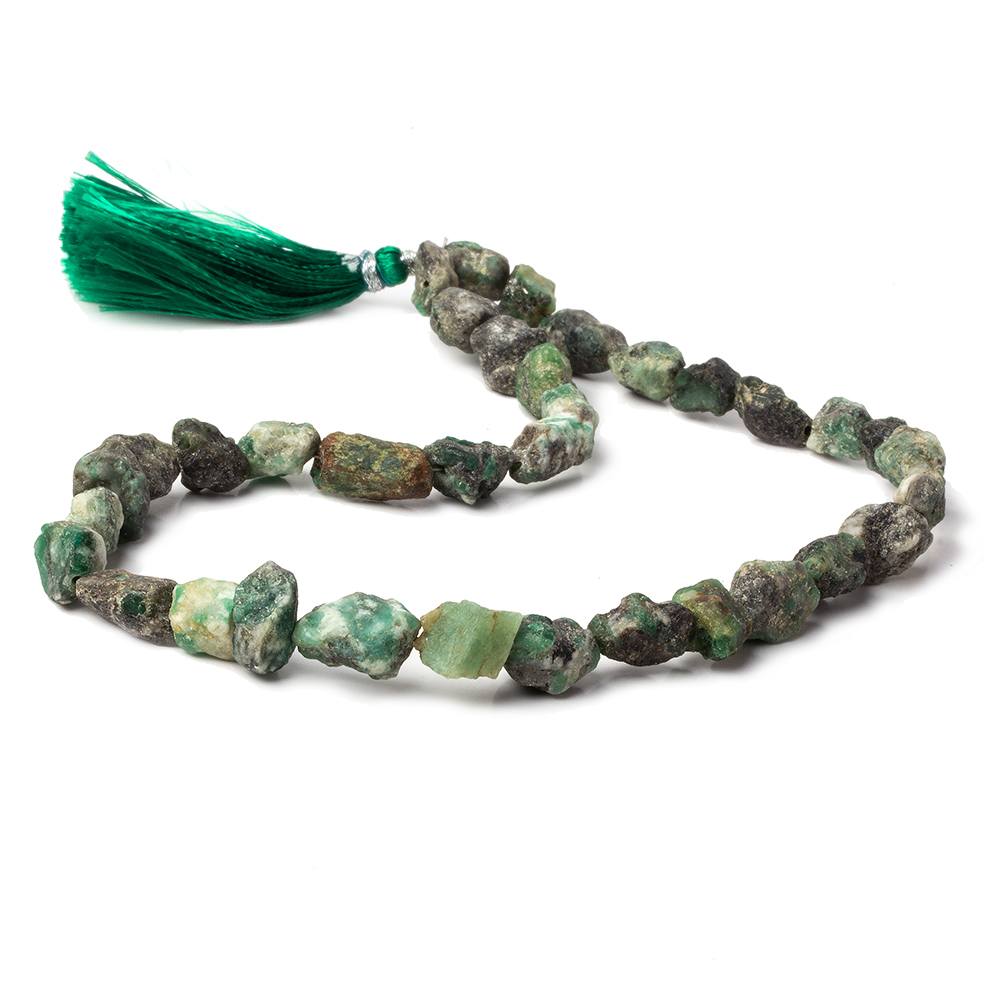 9x6-12x8mm Matte Emerald straight drilled Natural Crystal beads 13 inch 38 beads - Beadsofcambay.com