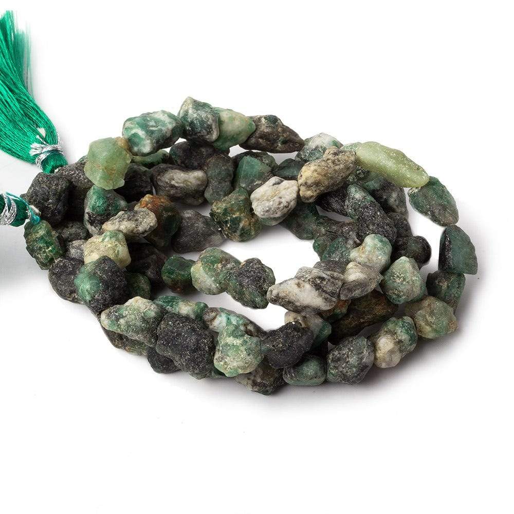 9x6-12x8mm Matte Emerald straight drilled Natural Crystal beads 13 inch 38 beads - Beadsofcambay.com